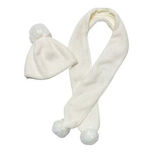 Gap Fleece Hat and Scarf with Pom Pom Cream